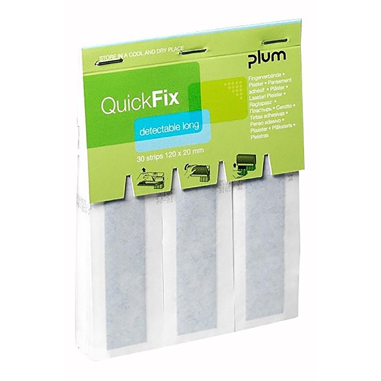 Plum Pflaster-Nachfüllpackung QuickFix Detectable Long – 120 × 25 mm, 30 Stück, detektierbar, blau