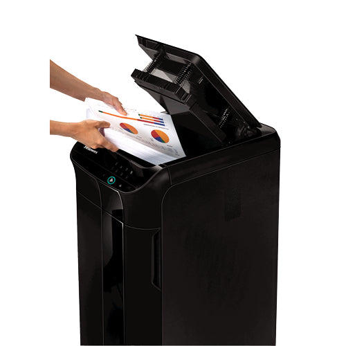 Fellowes AutoMax 450C – Aktenvernichter mit Autofeed 450 Blatt, DIN P-4, Partikelschnitt 4 × 38 mm, 68 l