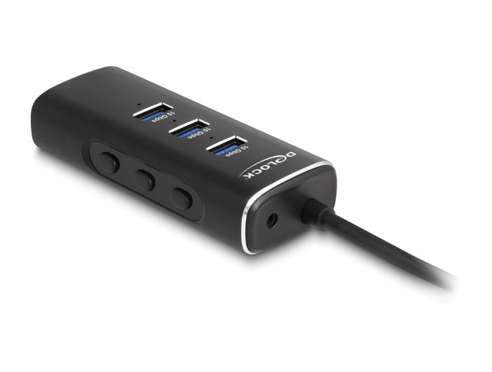 DeLOCK USB-Hub – USB-C (10 Gbit/s), 3× USB-A, SD/microSD, für Windows/Mac/ChromeOS