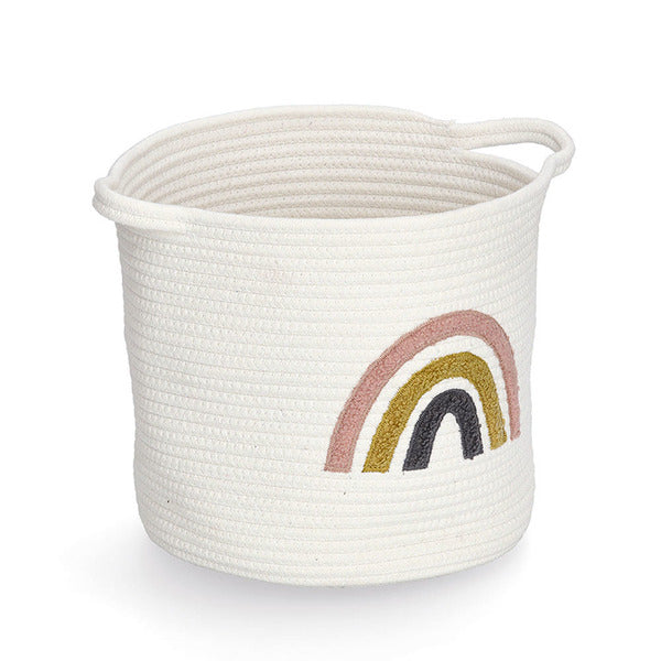 Zeller Present Aufbewahrungskorb (mit Griff) – Baumwolle/Polyester – Weiss – Ø 320 × H 280 mm