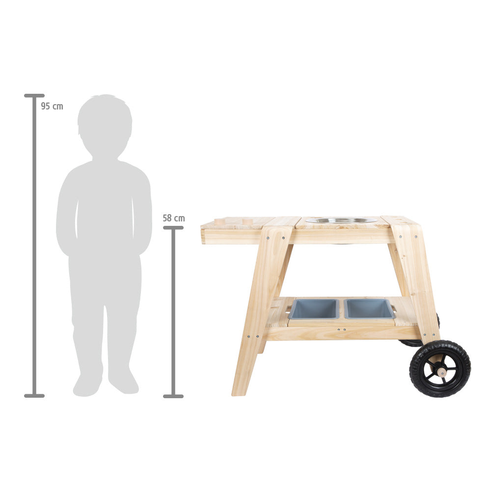 Small foot Kompakte Matschküche – 88,0 × 58,0 × 56,0 cm – ab 3 Jahren – Holz, holzfarben