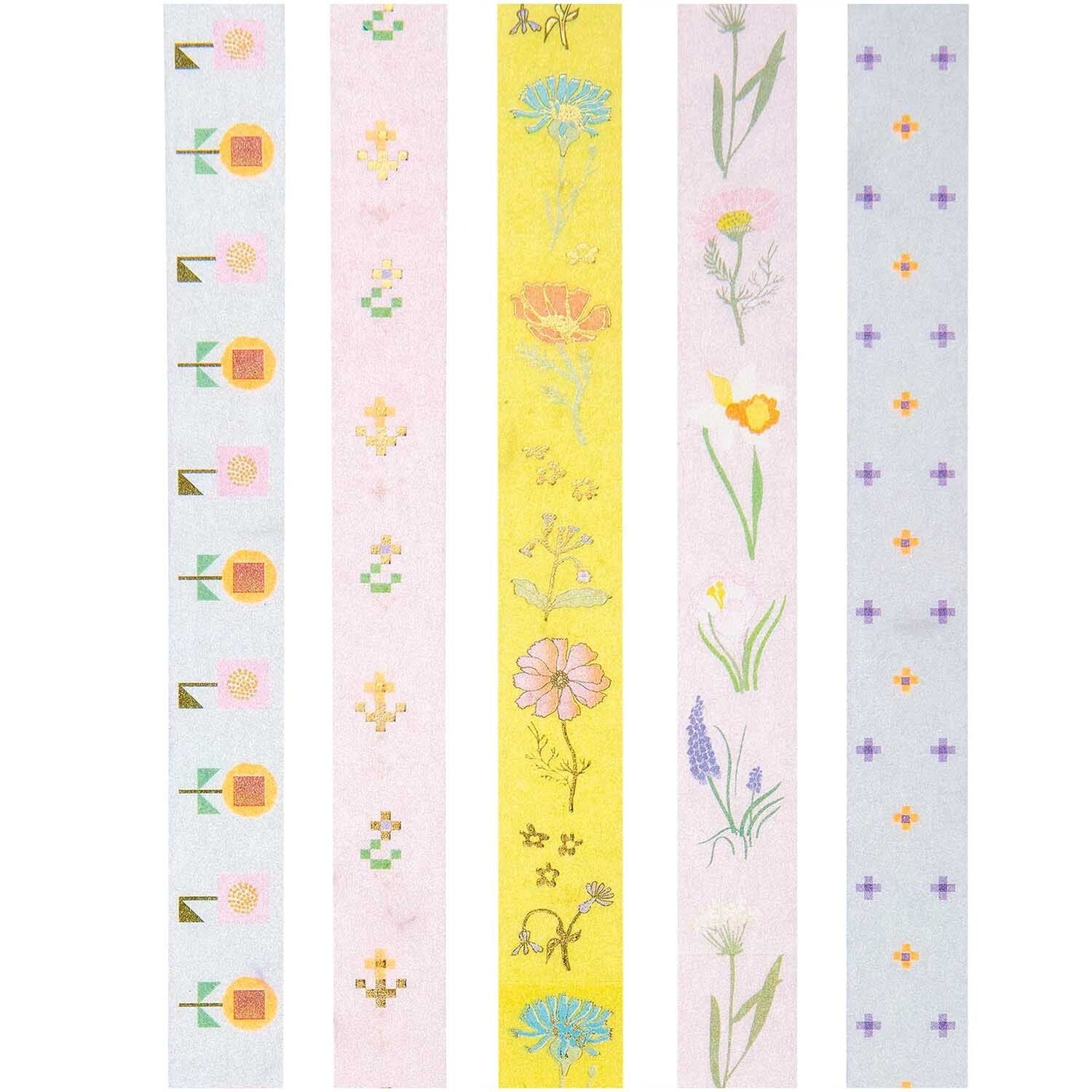 Rico Design Washi Tape Set – 15 mm × 10 m, mehrfarbig, Papier, wiederablösbar, 5 Rollen