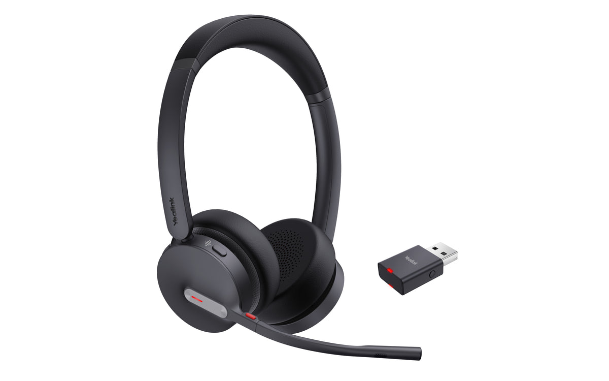 Yealink WH64 Hybrid Dual Office-Headset – On-Ear, Stereo, BT 5.2, mit Ladestation, Schwarz