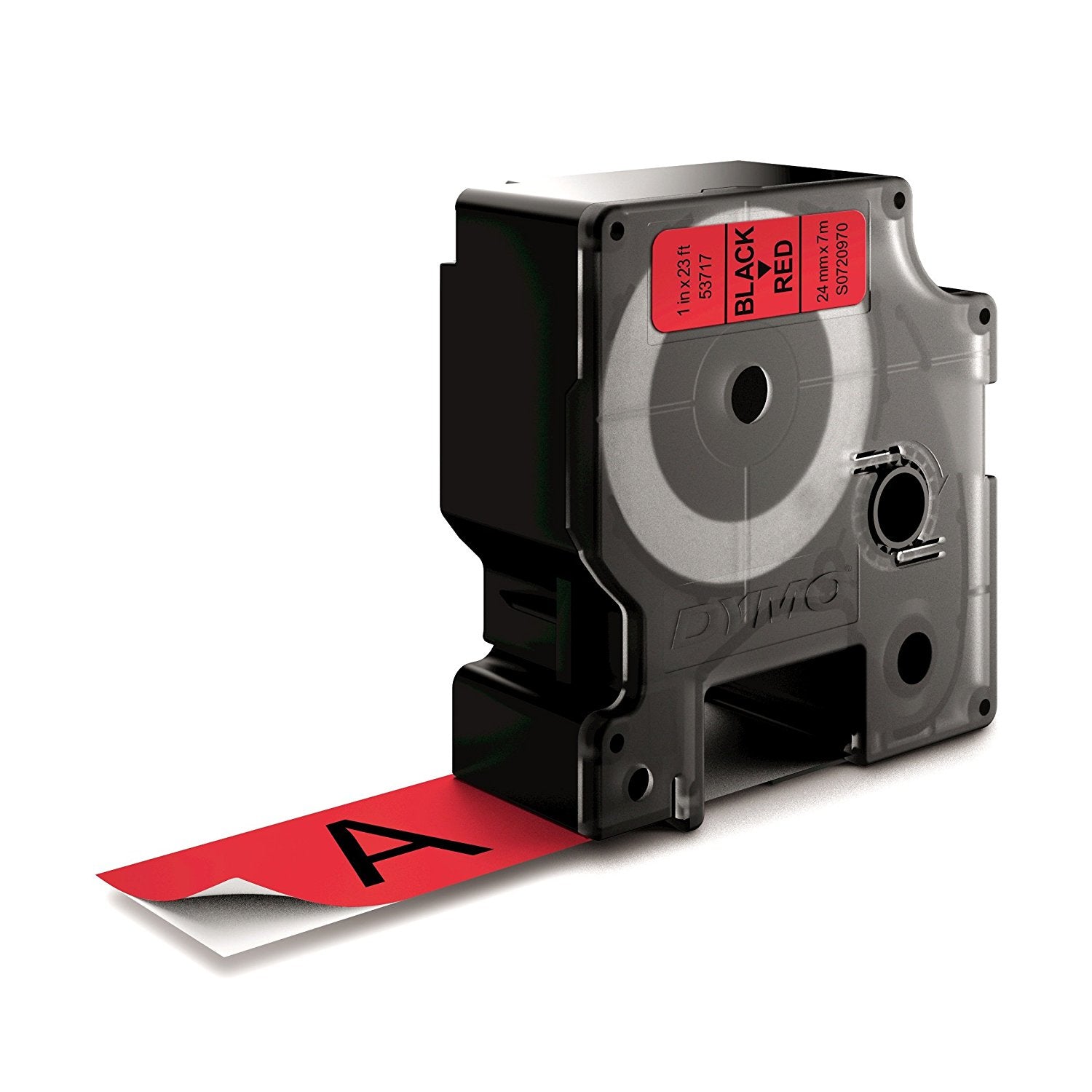 DYMO D1 Schriftband – Schwarz auf Rot – 24 mm × 7 m, Polyester – für DYMO LabelManager, LabelWriter 450 DUO