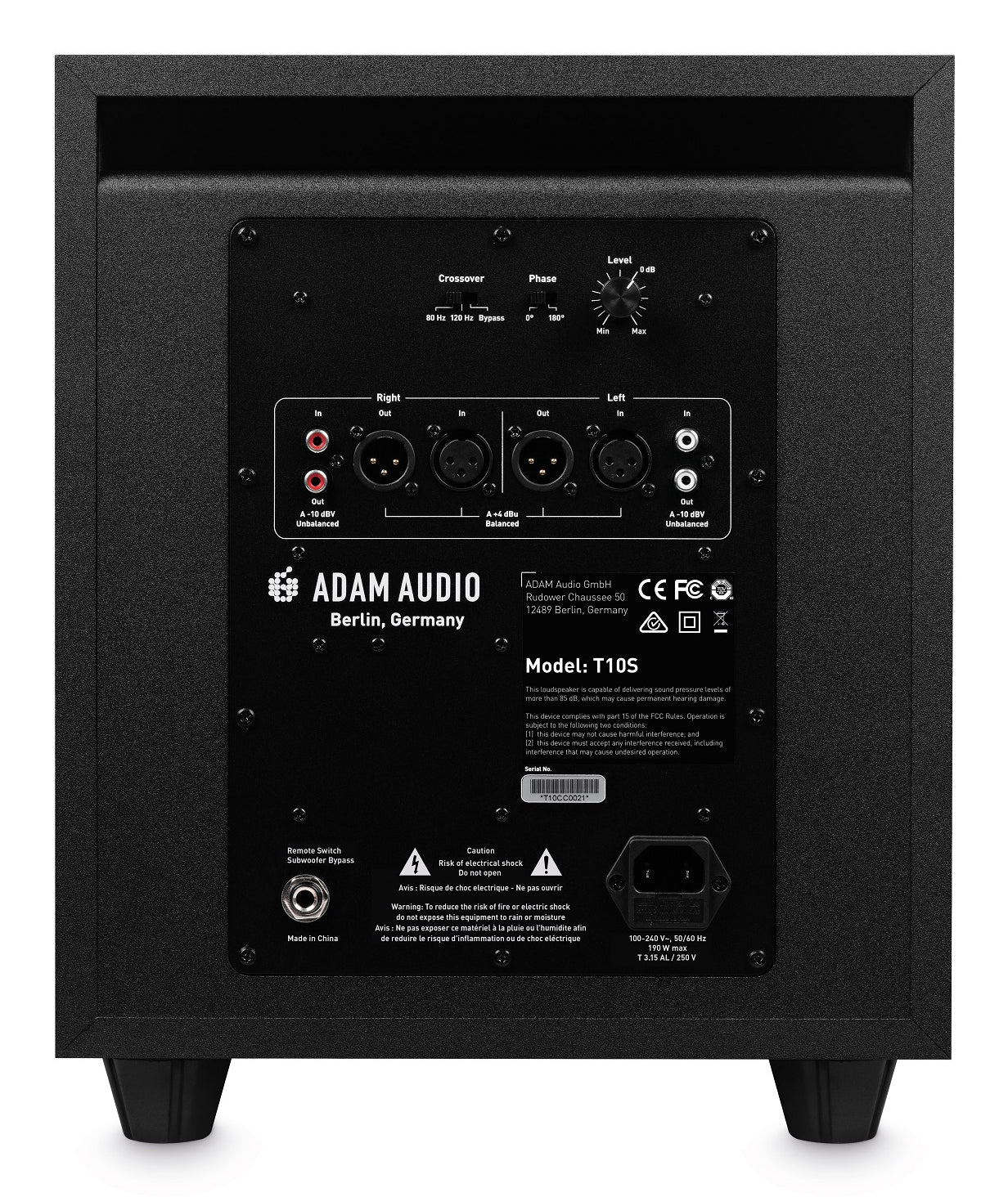 Adam Audio T10S – Subwoofer – 130 W, 10", Schwarz