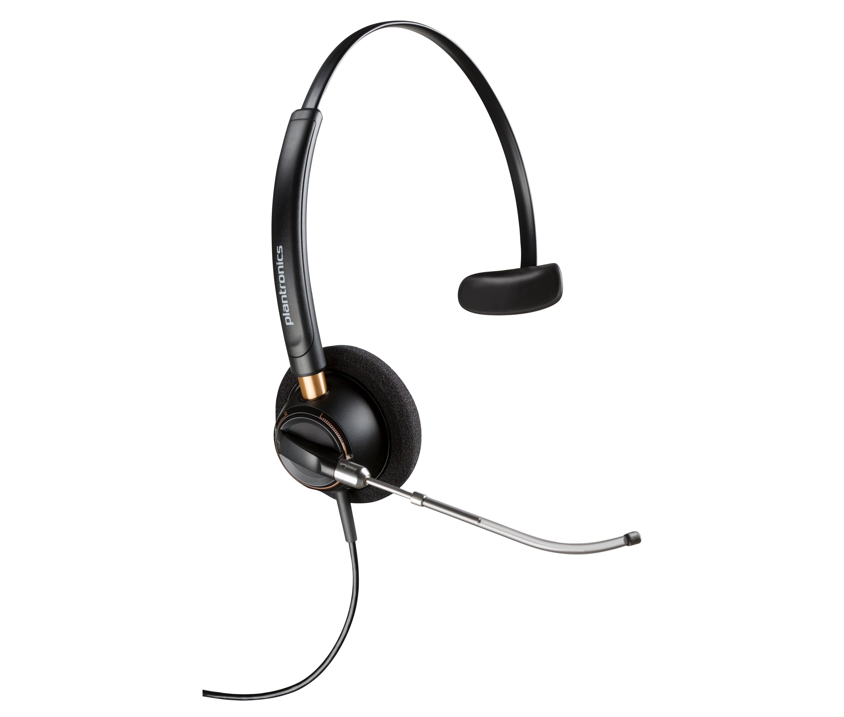 Poly EncorePro 510V Office-Headset – On-Ear, Mono, Kabelgebunden, 3,5 mm Klinke + USB-C, ANC, Schwarz