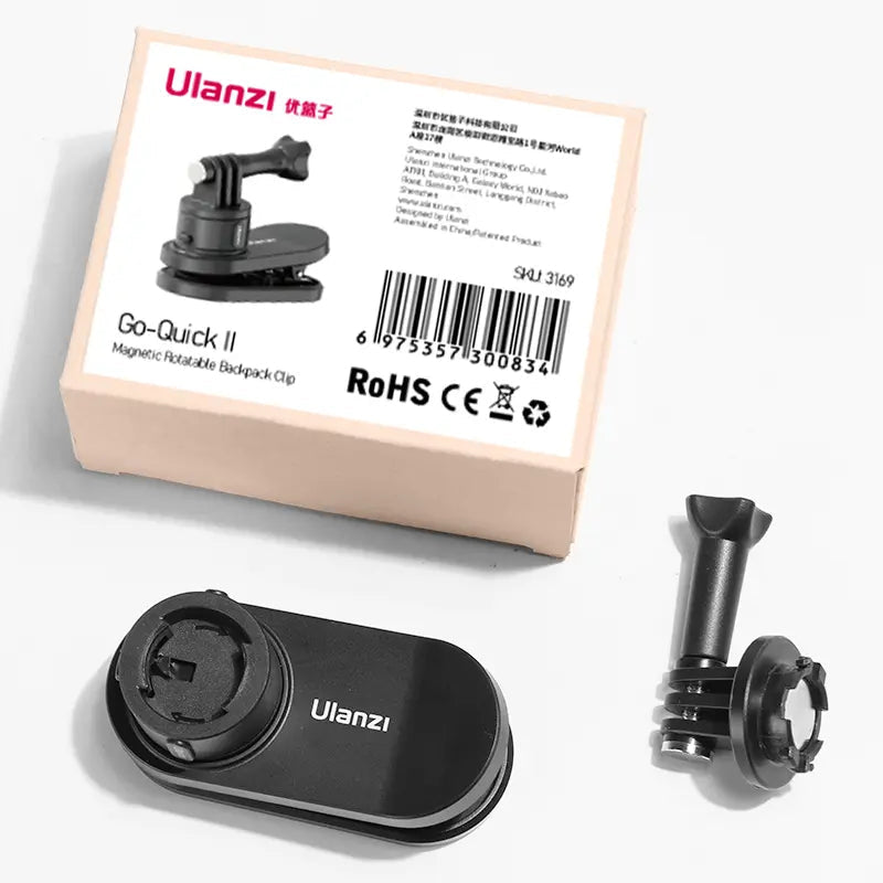 Ulanzi Go Quick II Rucksack-Clip – für GoPro, DJI OSMO, Insta360 – Schwarz