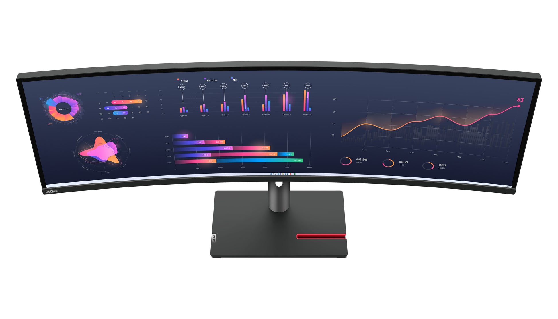 Lenovo ThinkVision P49w-30 – 49" Curved 3800R, 5120 × 1440 (DQHD), IPS, USB-C 100 W, KVM, LAN