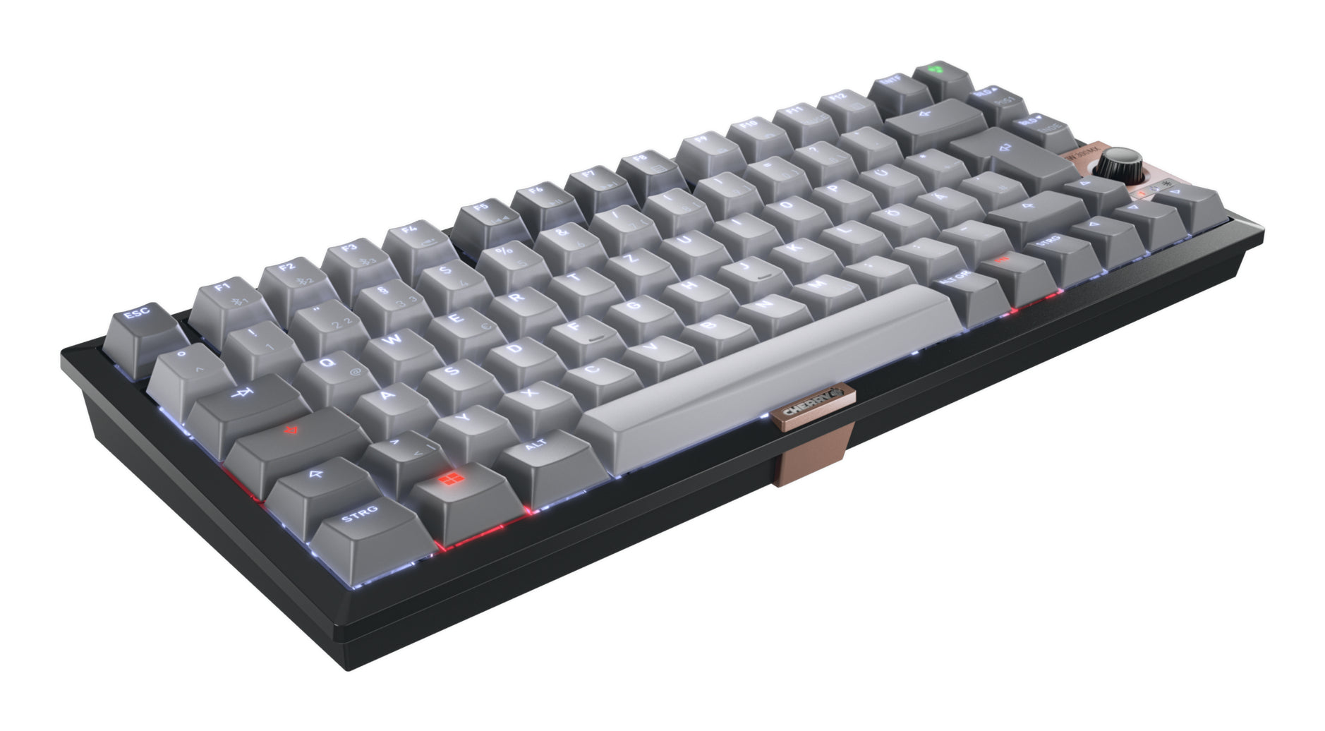 CHERRY KW 300 MX – Tastatur 75% – Mechanisch (MX2A Silent Red) – Verkabelt & Bluetooth – QWERTZ (CH)