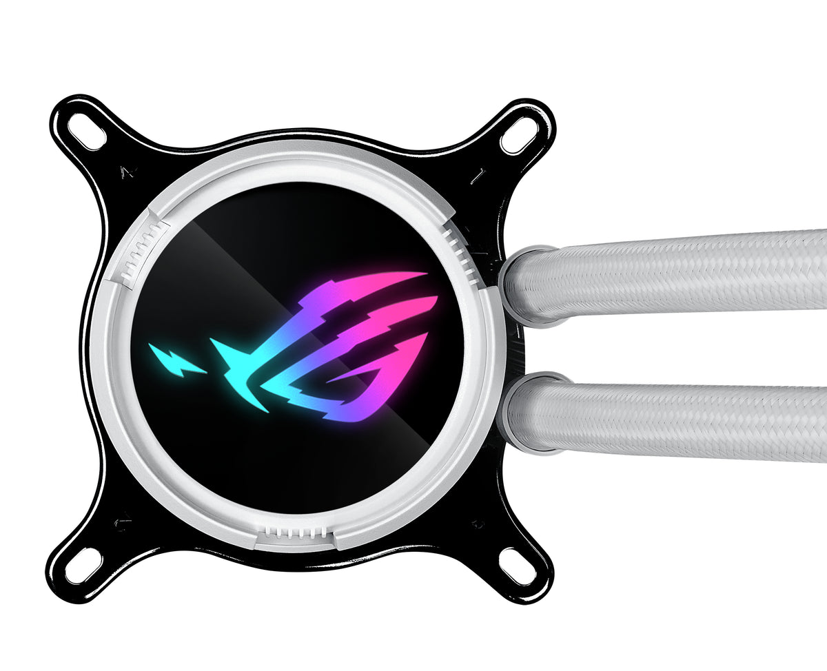 ASUS ROG STRIX LC III 360 ARGB WH – Flüssigkeitskühler – 360 mm Radiator, 3×120 mm Lüfter, LCD, Weiss
