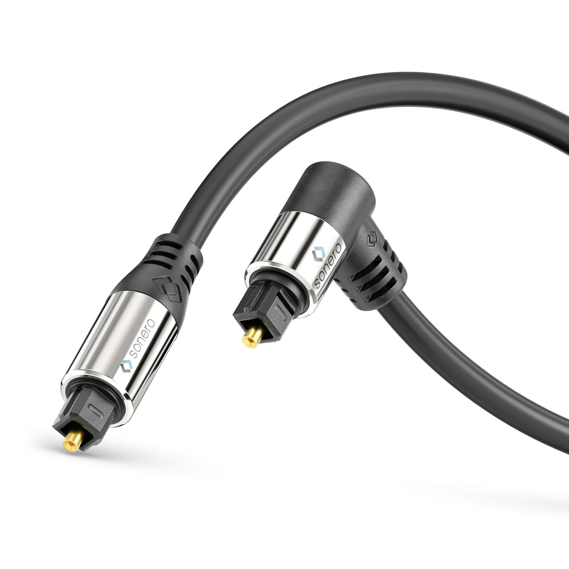 Sonero Toslink-Kabel (optisch) – Toslink Stecker–90° Stecker – 20 m, vergoldete Stecker