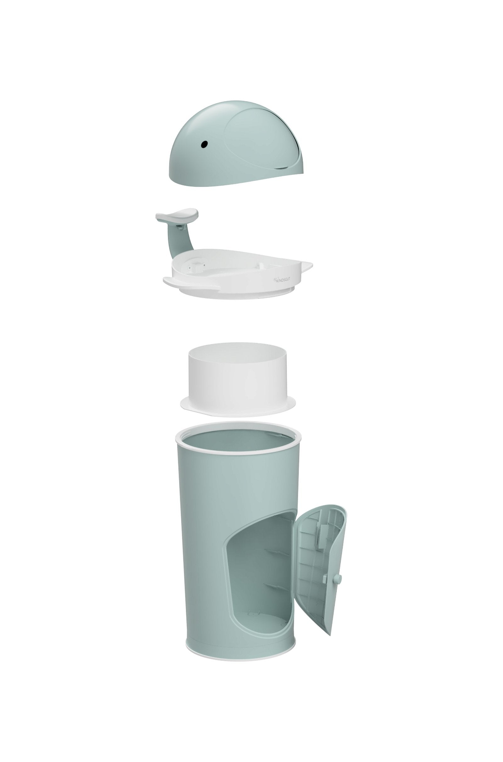 Kindsgut Windeleimer – Kunststoff, türkis – B × H × T 370 × 680 × 350 mm