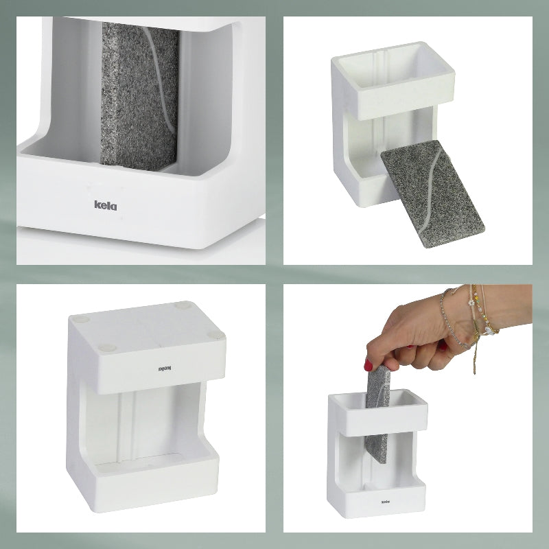 Kela Zahnbürstenhalter – 6,5×8,5×11,5 cm, Polyresin/Eiche, Weiss