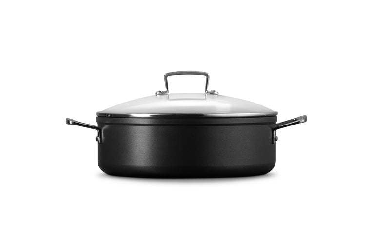 Le Creuset Kochtopf – 5,4 l, Ø 28 cm, Aluminium, Teflon – für Induktion, Gas, Glaskeramik und andere, Schwarz