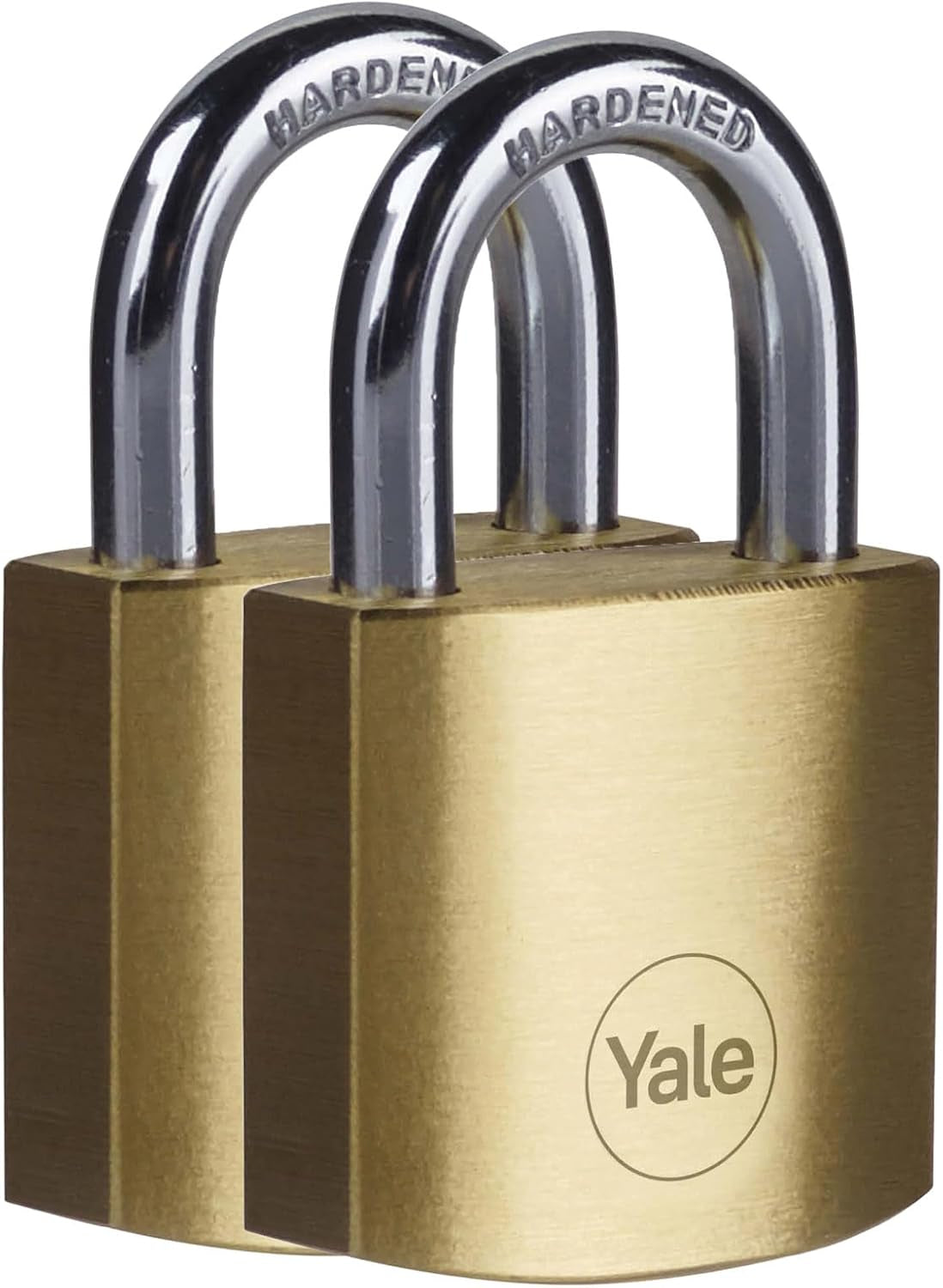 Yale Y110B Mechanisches Vorhängeschloss – Messing, Bügel 20 mm, Ø5,5 mm, Sicherheitsstufe 1, Aussen, 2 Stk.