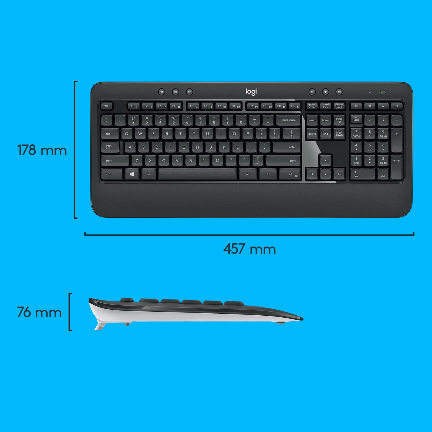 Logitech MK540 – Tastatur, kabellos (2,4 GHz), US-Layout (EN), Fullsize (mit Ziffernblock)