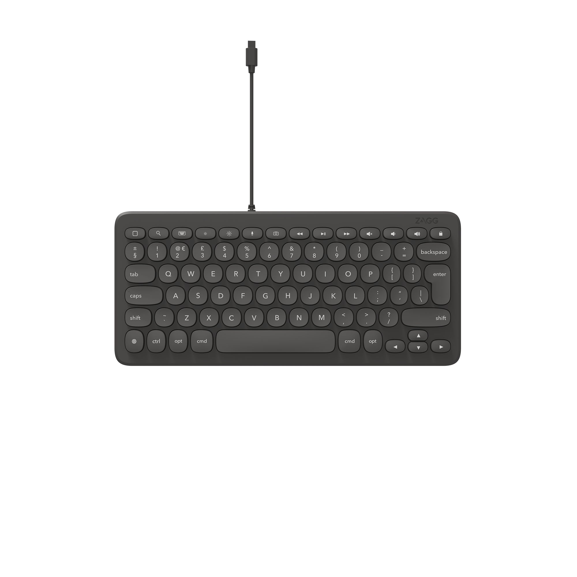 ZAGG Connect Tastatur – Kabelgebundene Tastatur (Lightning), UK-Layout (EN), Dunkelgrau