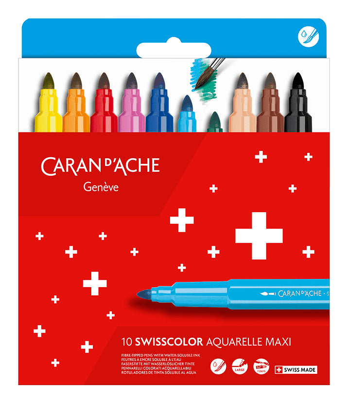 Caran d-Ache Caran d'Ache Swisscolor Maxi Filzstifte – einfach abwaschbar, 10 Farben