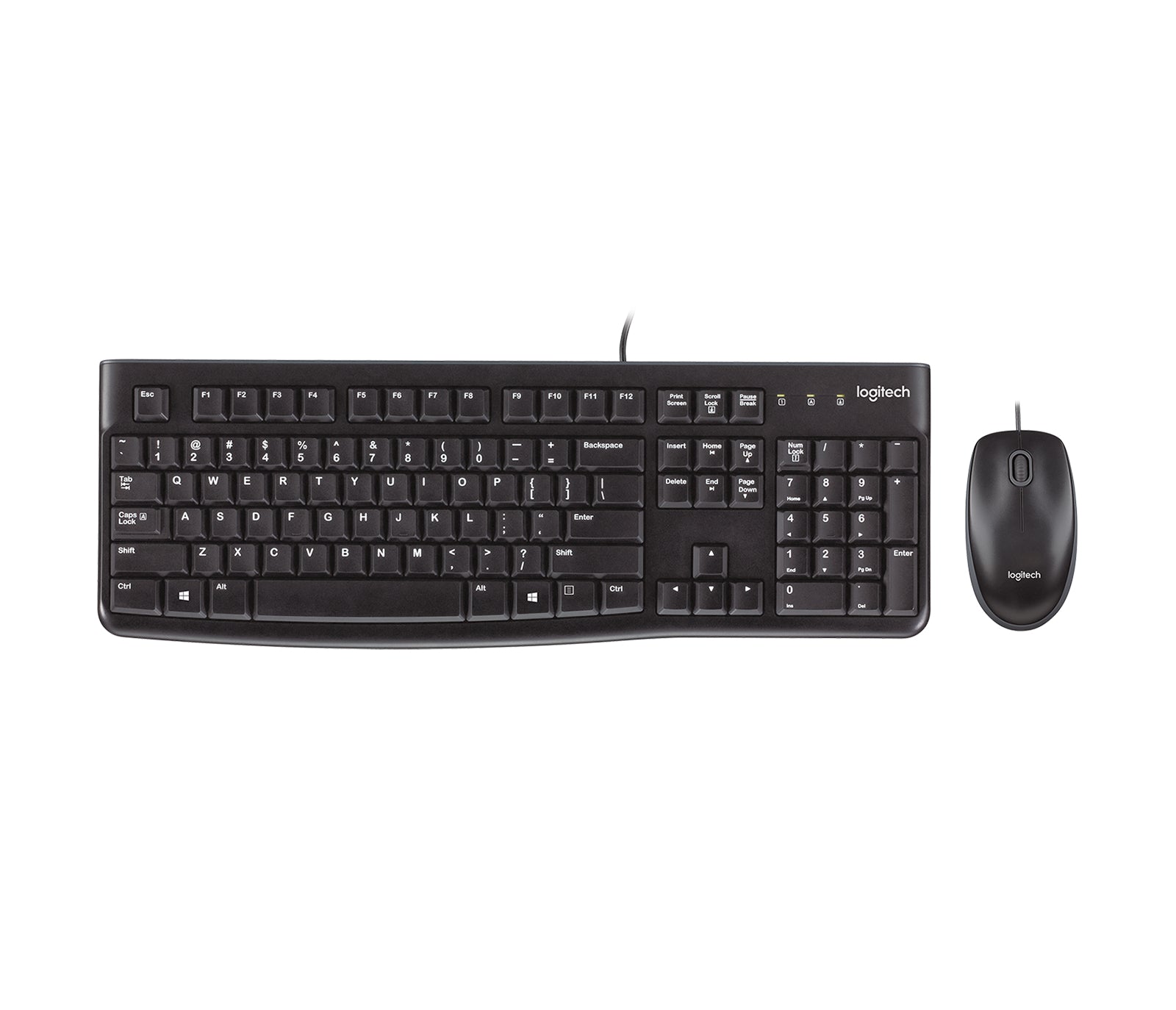 Logitech MK120 – Tastatur-Maus-Set – kabelgebunden – QWERTY (US-INT) – spritzwassergeschützt – Schwarz