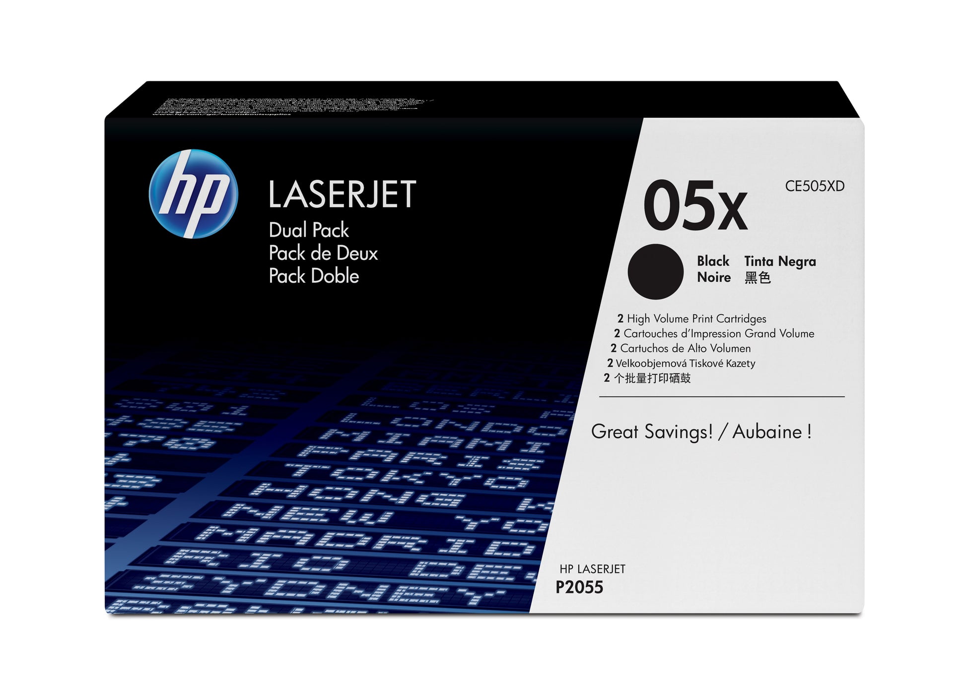 HP 05X (CE505XD) Schwarz Toner – Original XL – 2er-Pack – 13'000 Seiten – für HP 05