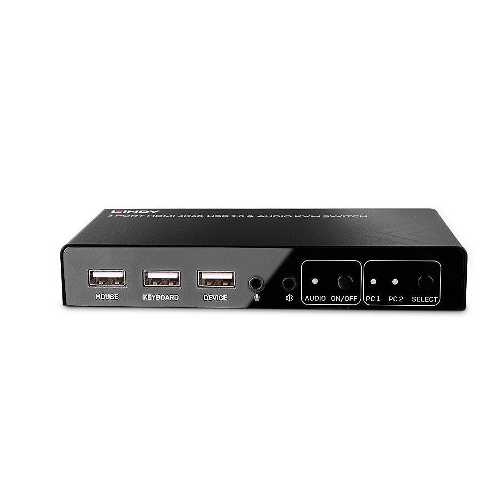 Lindy KVM-Switch 2×1, HDMI/USB 2.0/Audio, 4K60 (3840 × 2160)