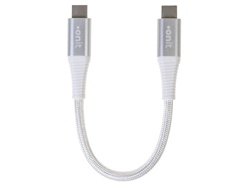 ONIT USB-Adapter USB-C auf USB-C – USB 3.2 Gen 1 (5 Gbit/s) – PD 60 W – Textilmantel – Weiss