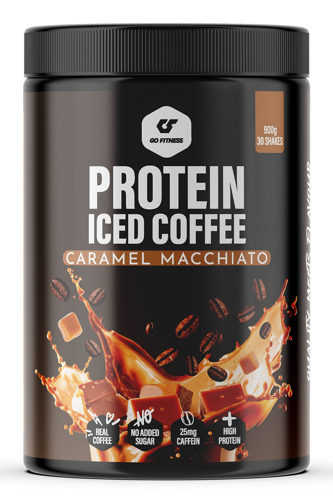 Go Fitness Whey Protein Caramel Macchiato – laktosefrei, ohne Zuckerzusatz – 900 g