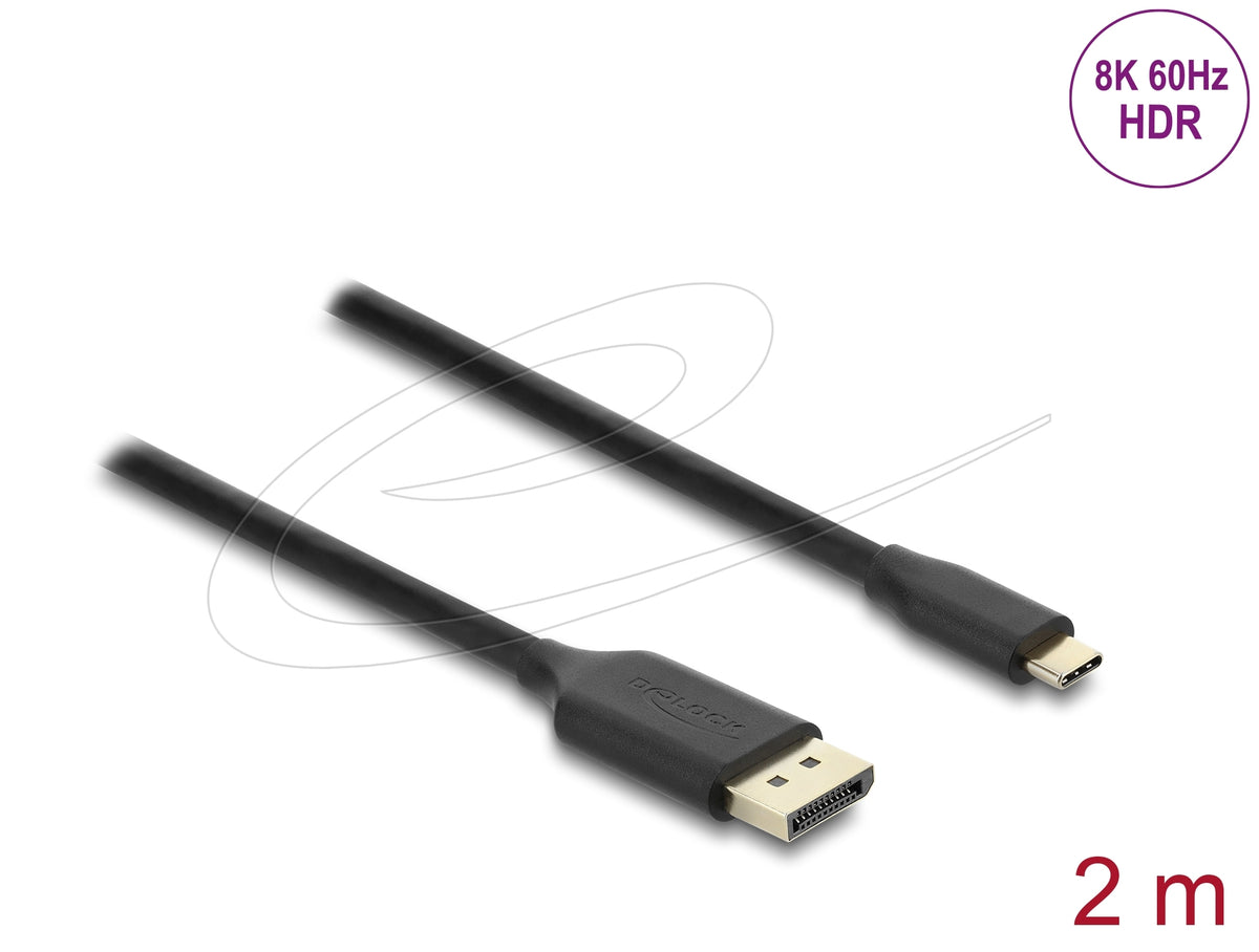 DeLOCK USB-C auf DisplayPort Kabel DP 1.4 8K 60 Hz – 2 m – HDR