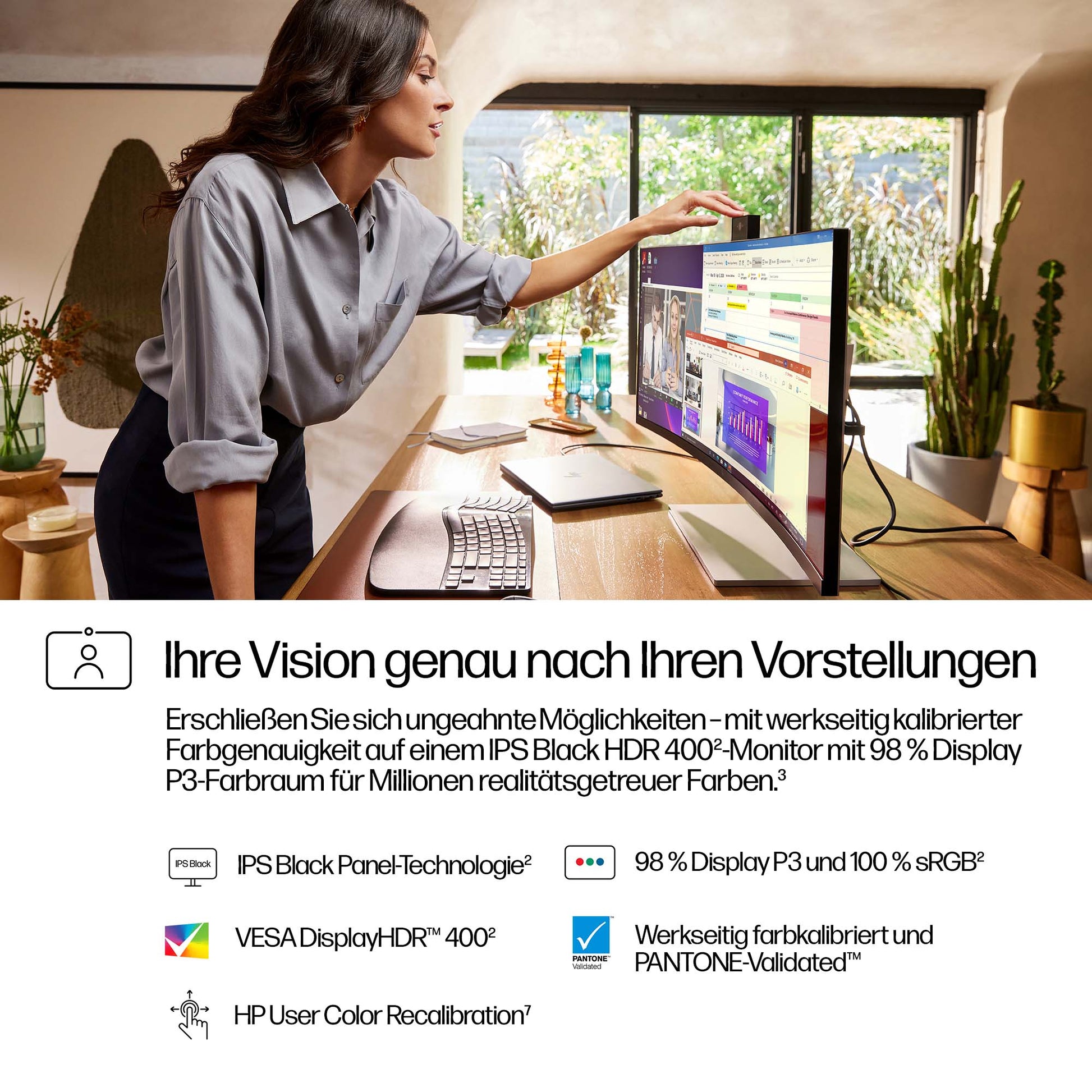 HP 734pm 34 Curved, 3440 x 1440 (UWQHD), IPS Schwarz, 120 Hz, USB-C 100 W, Webcam, KVM, LAN