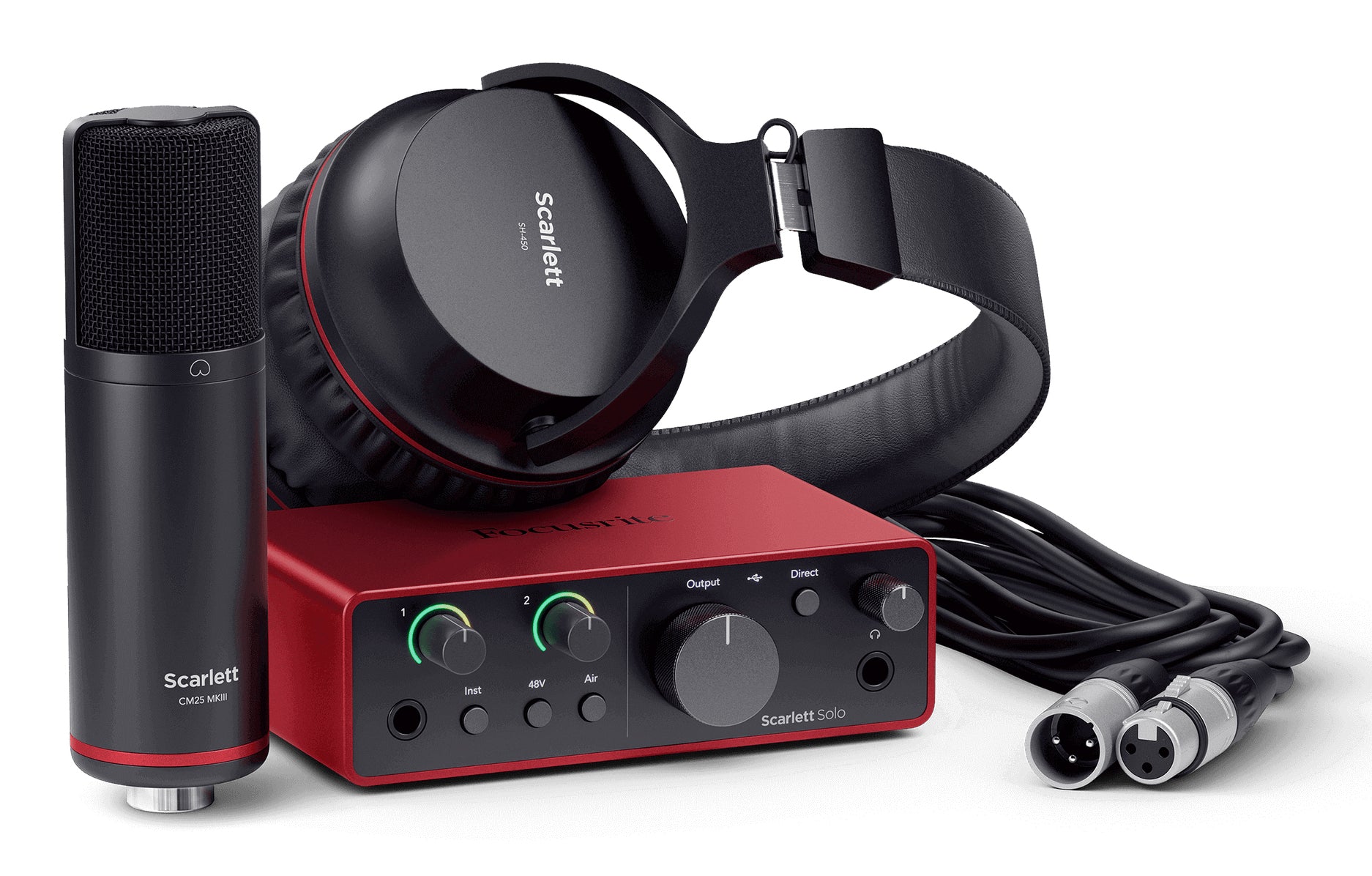 Focusrite Scarlett Solo Studio 4. Generation Streaming-/Mikrofon-Kit – USB, 24 Bit/192 kHz, für Windows/Mac, Schwarz