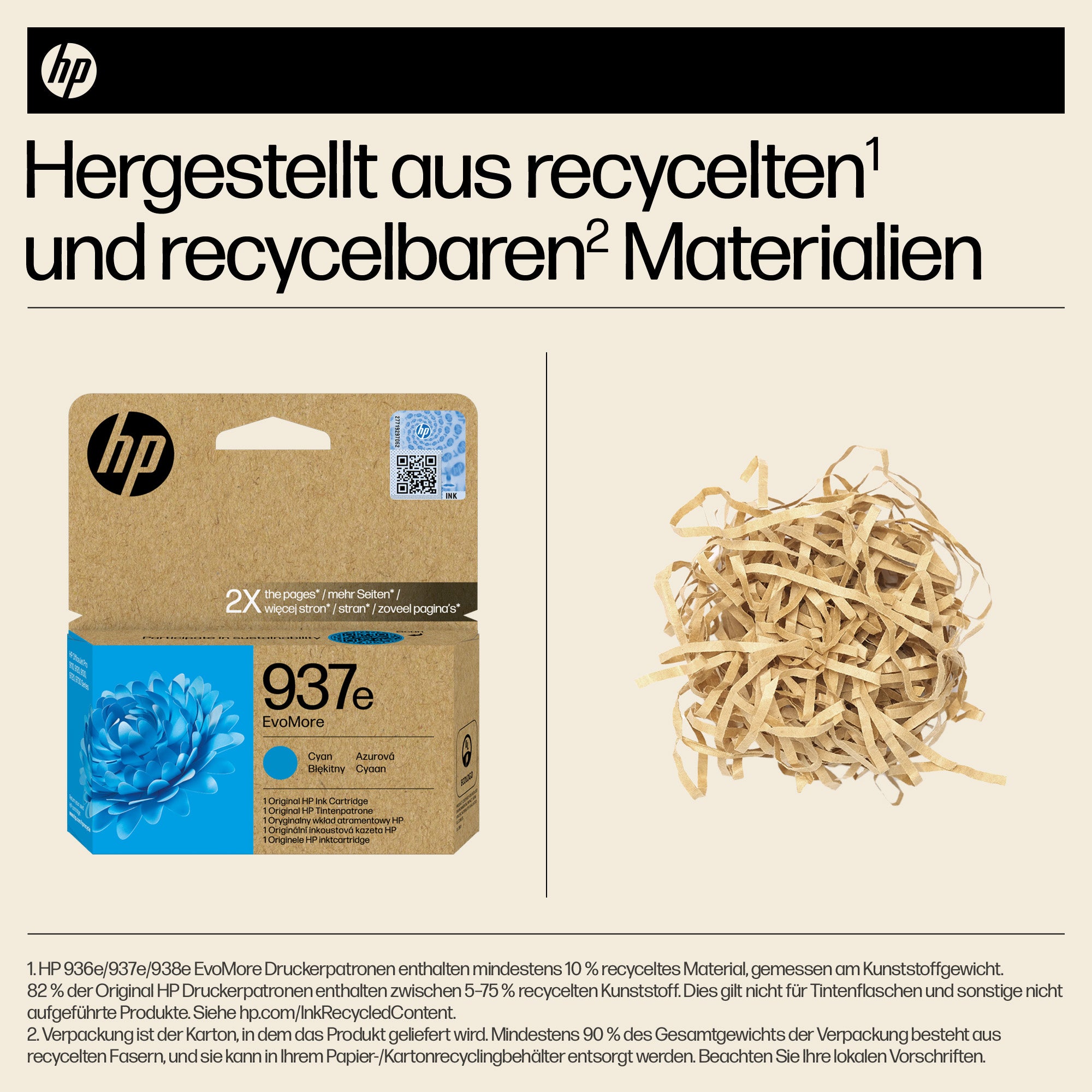 HP 937EXL Cyan Tintenpatrone (Original) – 1'650 Seiten – für OfficeJet Pro 9120e/9130e, 9110b/9120b/9130b …
