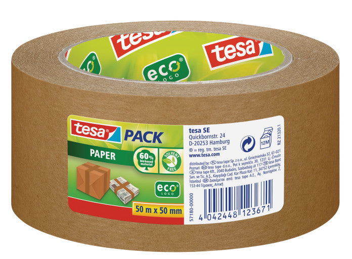 TESA Verpackungsband Paper ecoLogo – 50 mm × 50 m, braun