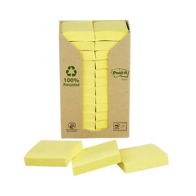 Post-it Haftnotizen Recycling Tower – 51×38 mm – gelb, 24×100 Blatt, PEFC