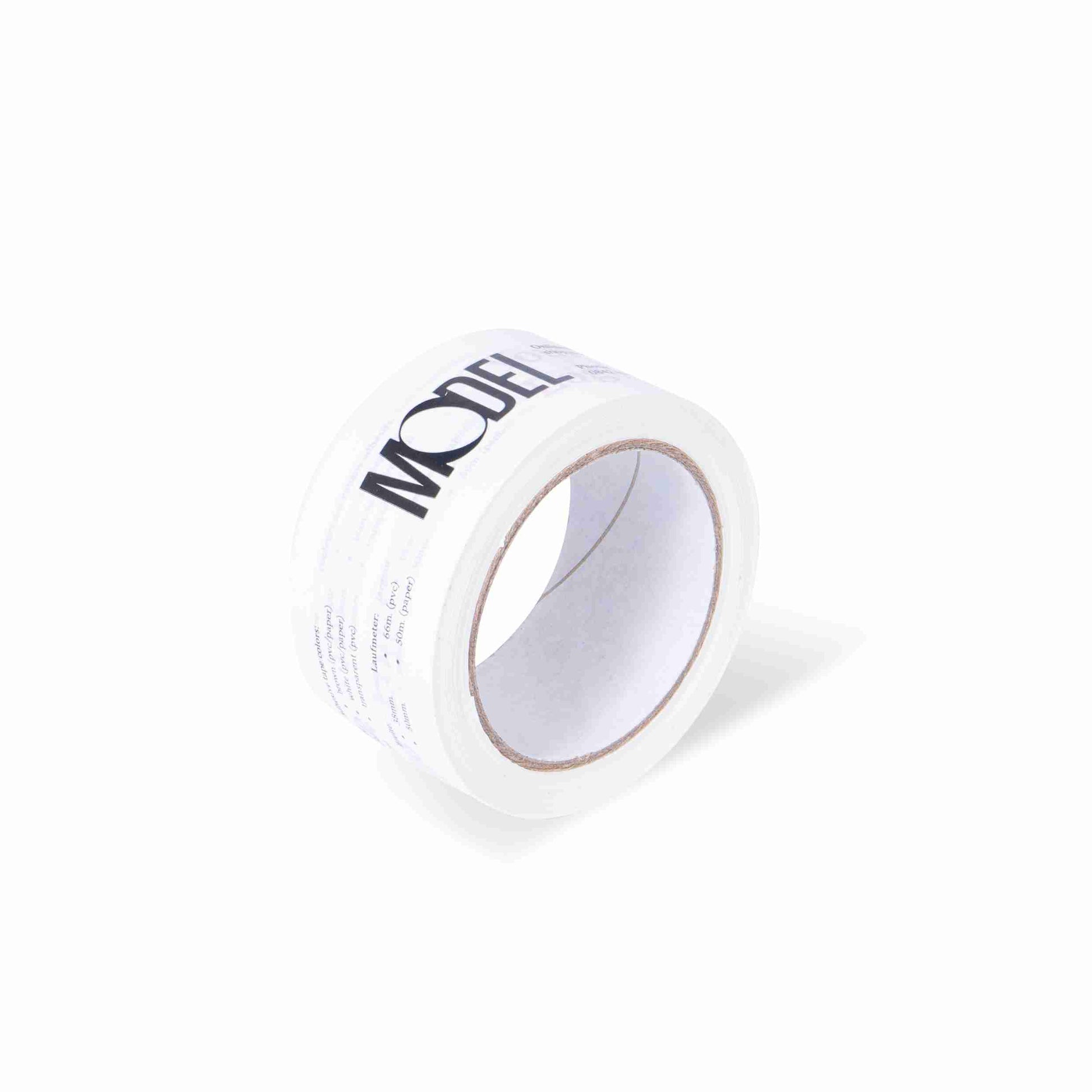 Model – Verpackungsklebeband, PVC, weiss, 2-farbig bedruckt – 38 mm × 66 m – 1 Stk., ab 288 Stk.