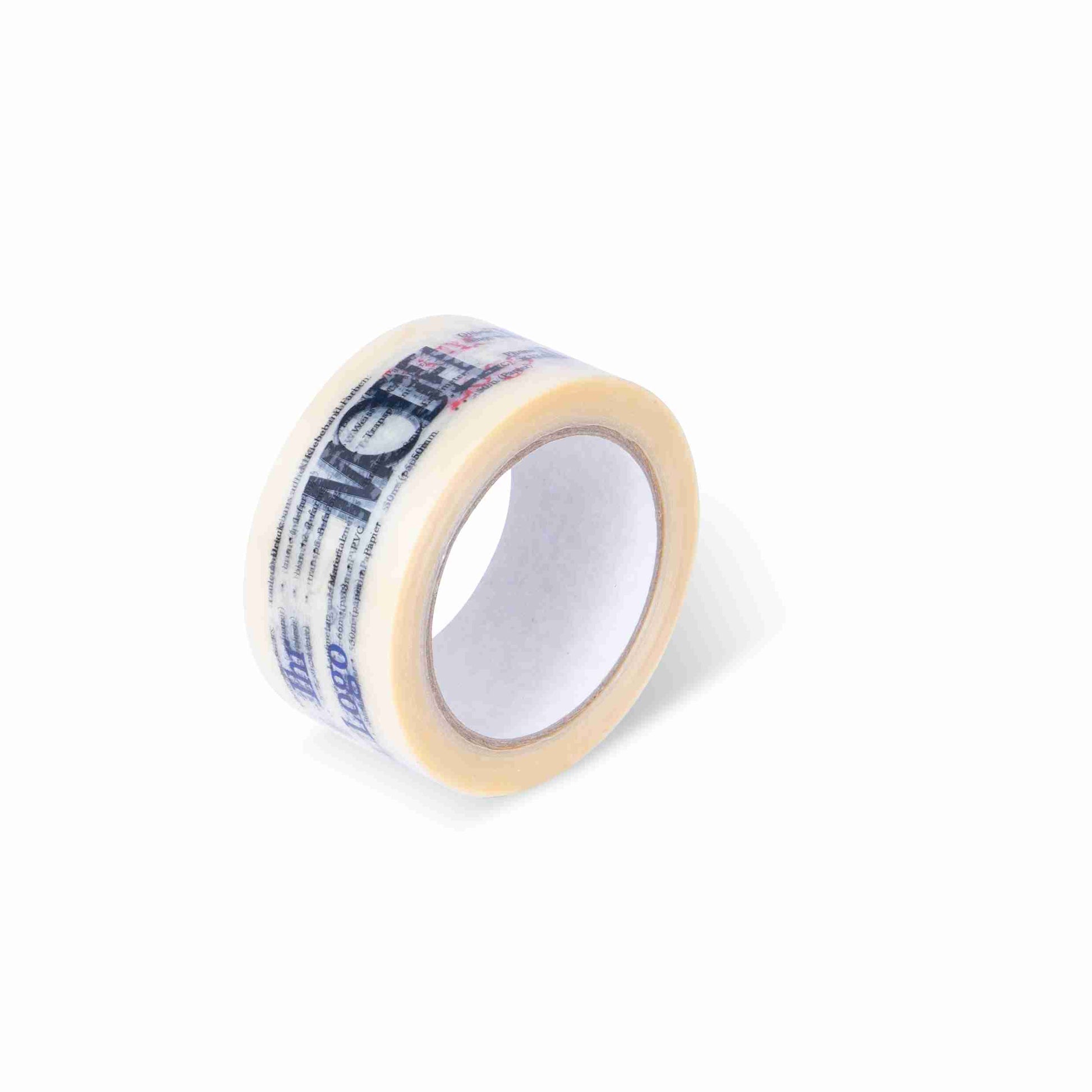 Verpackungsklebeband, PVC, transparent, Aufdruck "3-farbig", individuell bedruckt – 38 mm × 66 m – 1 Stk., ab 288 Stk.