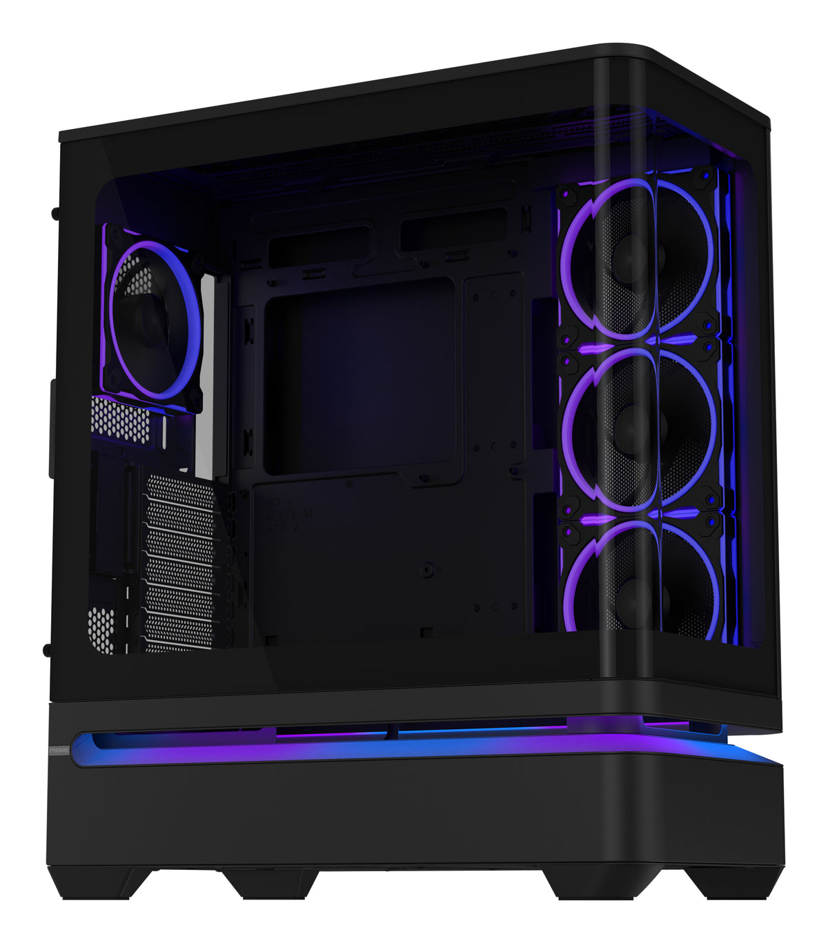 ASUS PRIME AP304 TG – PC-Gehäuse – Schwarz, Seitenfenster, ARGB, 4×120 mm, ATX/mATX/Mini-ITX, 450×240×535 mm