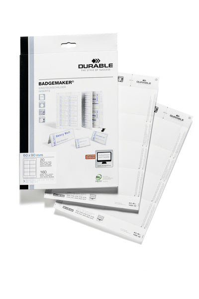 Durable Schuletiketten – 90×60 mm, 160 Stk, 20 Bogen, Papier
