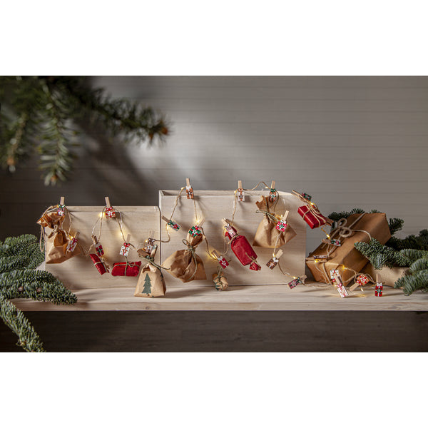 Star Trading Clippy Advent Lichterkette – 2,4 m, 24 LED, warmweiss, Akku, Timer 6–18 h, mehrfarbig