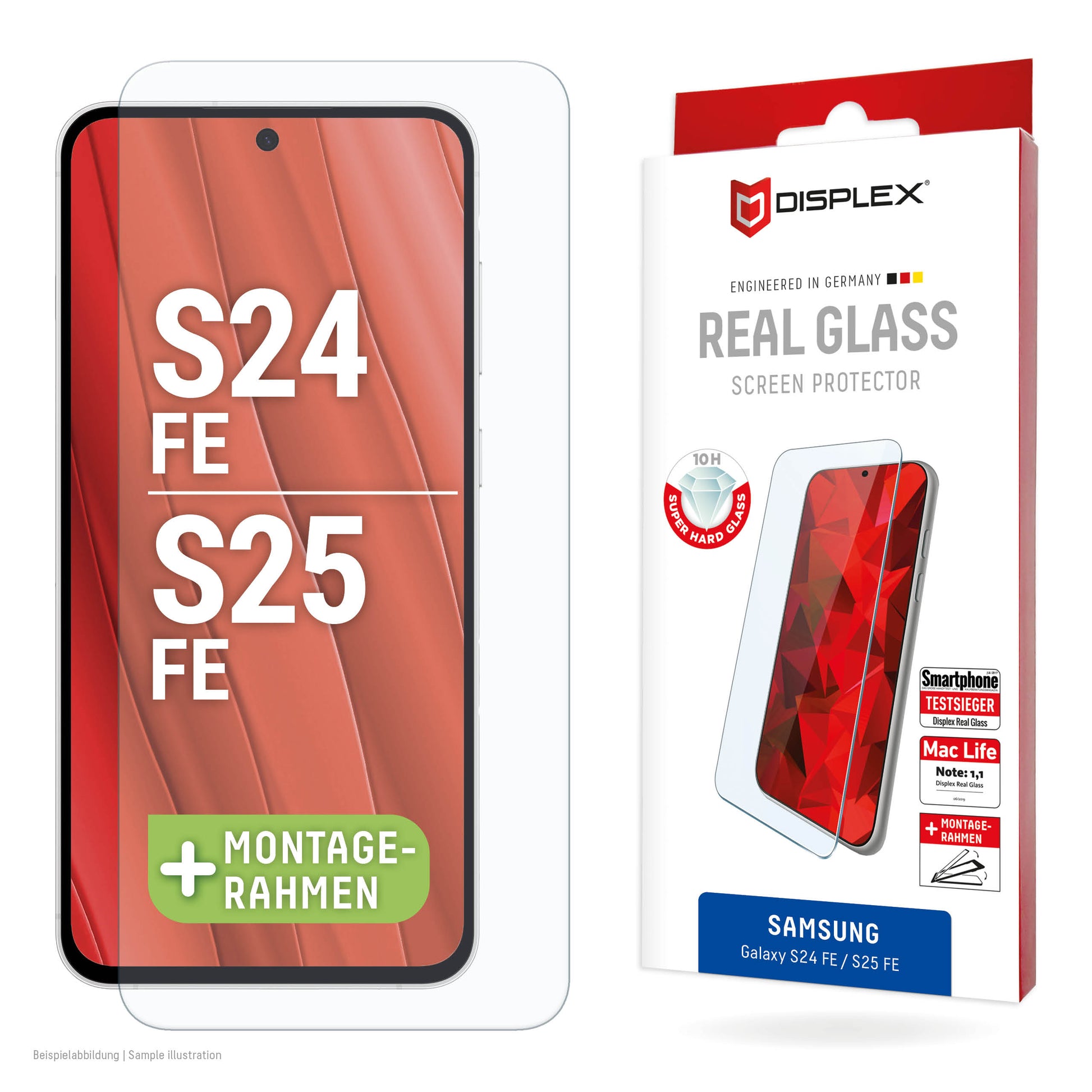 E.V.I. Displayschutz (Panzerglas), 10H – für Galaxy S25 FE/S24 FE – mit Applikator
