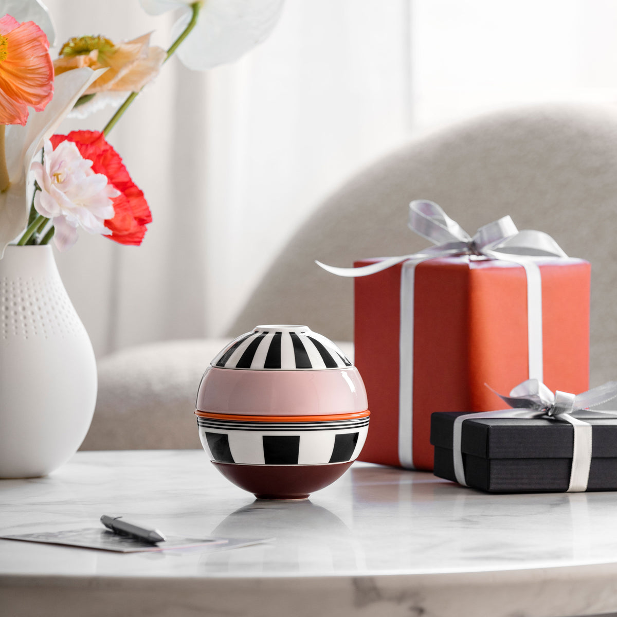 Villeroy & Boch Geschirrset Iconic petite Boule Memphis – 5-teiliges Set, Ø 14 cm, Porzellan, spülmaschinenfest