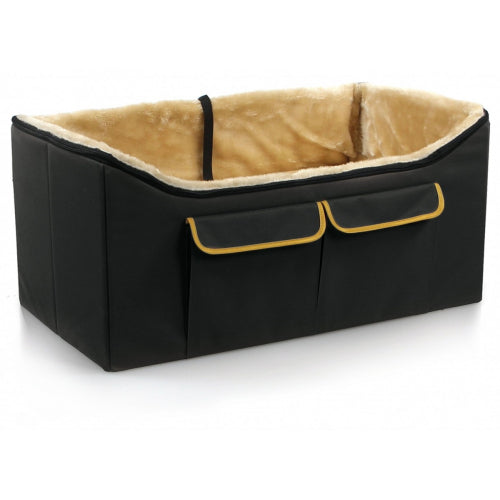 SwissPet Autositzbezug – für Hunde – 75 × 40 cm – 1 Stk. – Schwarz/Beige – waschbar bei 30 °C, faltbar