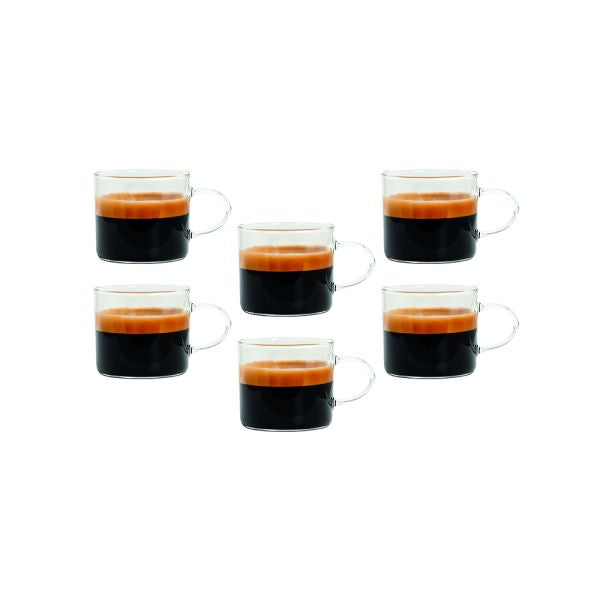 Tognana Porcellane Tognana Espressotassen LYRA – 6er Set, 100 ml, Ø 5,5 cm, Glas, Transparent, spülmaschinenfest