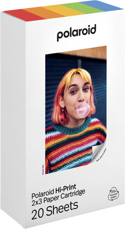 Polaroid Hi-Print 2x3 Papierkassette – 2x3" (5,4x8,6 cm), 20 Blatt – für Polaroid Hi-Print Gen 2 – Schwarz