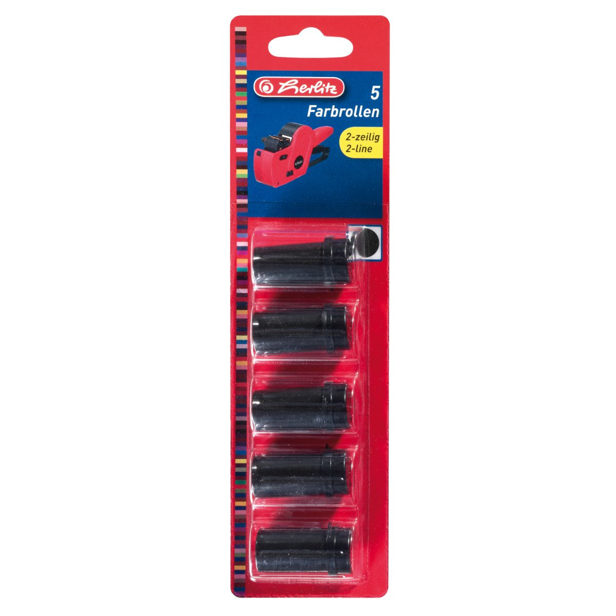 Herlitz Ersatzfarbrolle (Rolle) – schwarz, Kunststoff, für 1605120, 5 Stk.