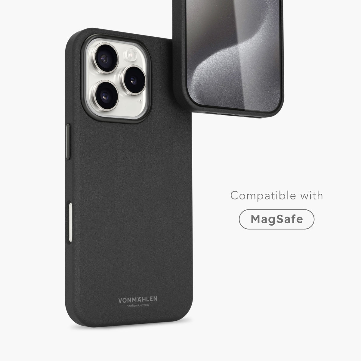 Vonmählen Like Leather Backcover – für Apple iPhone 16 Pro Max, MagSafe, Leder, schwarz