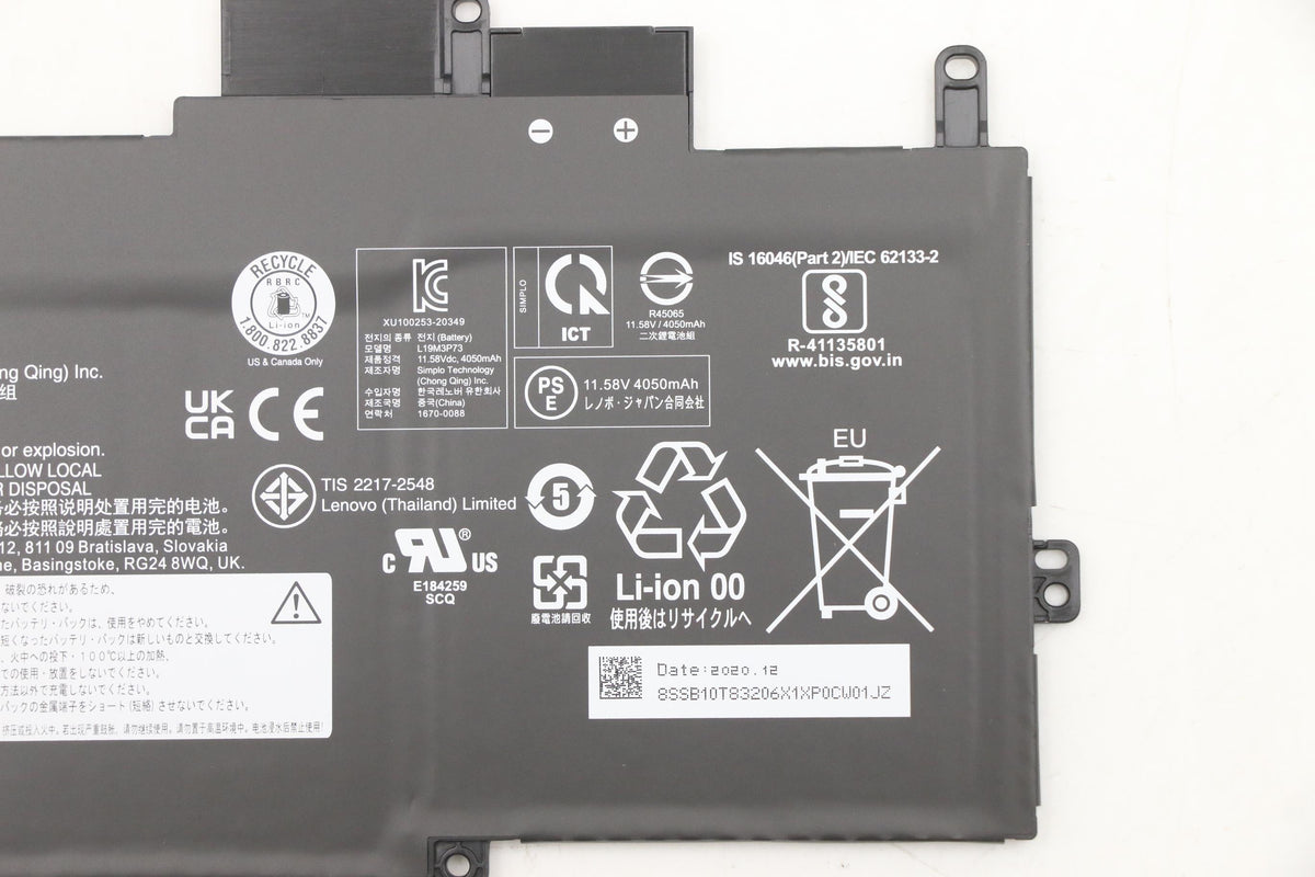 Lenovo Notebook-Akku – für Lenovo Notebooks – 48,2 Wh, 11,58 V (3 Zellen) – Schwarz