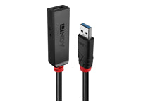 Lindy USB-C Verlängerungskabel (Stecker auf Buchse) – USB 3.2 Gen 1 (5 Gbit/s) – 5 m – Aktiv – Schwarz