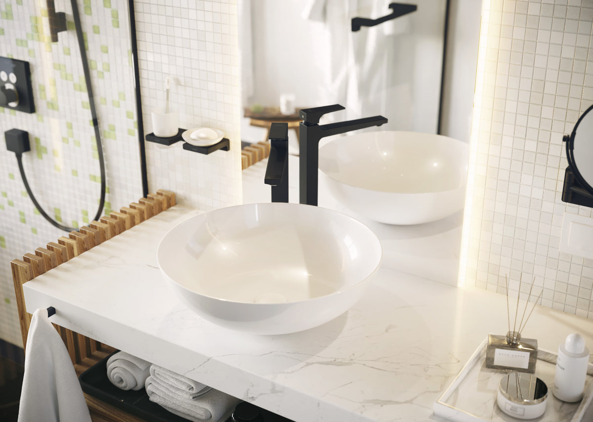Hansgrohe AddStoris Q Wannengriff – 39,8 cm, Metall, zum Schrauben, Mattschwarz
