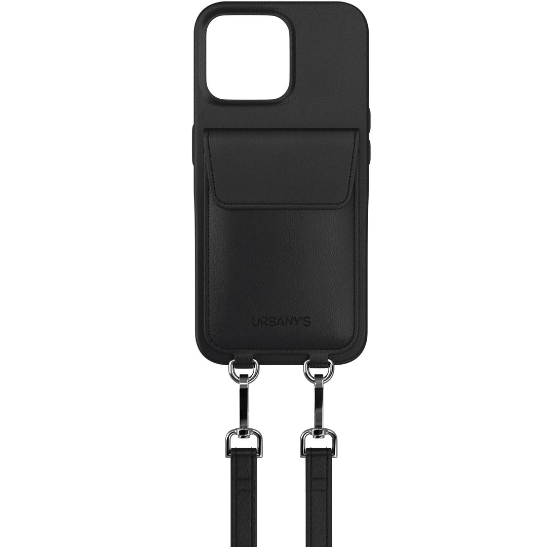 Urbany's Necklace-Hülle – für Apple iPhone Air – schwarz – Kunstleder – mit Kartenfach, mit Kordel