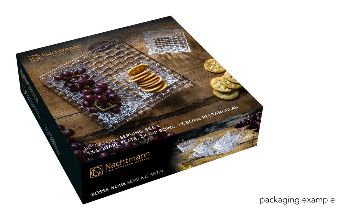Nachtmann Servierset Bossa Nova – 4-teiliges Set, 21,6 × 21,6 × 1,8 cm, Kristallglas, spülmaschinenfest